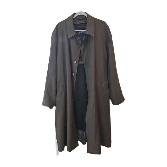 Vtg Chaps Ralph Lauren Trench Men's 44L Olive Wool Lined Overcoat Full Button Up - Picture 1 of 5